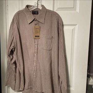 Tru Fit Men's 2XL Brown Check Flannel Shirt Plaid Cotton work Shirt NWT